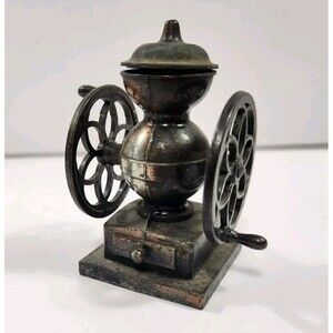 Antique Coffee Grinder Bronze Metal Diecast Pencil Sharpener